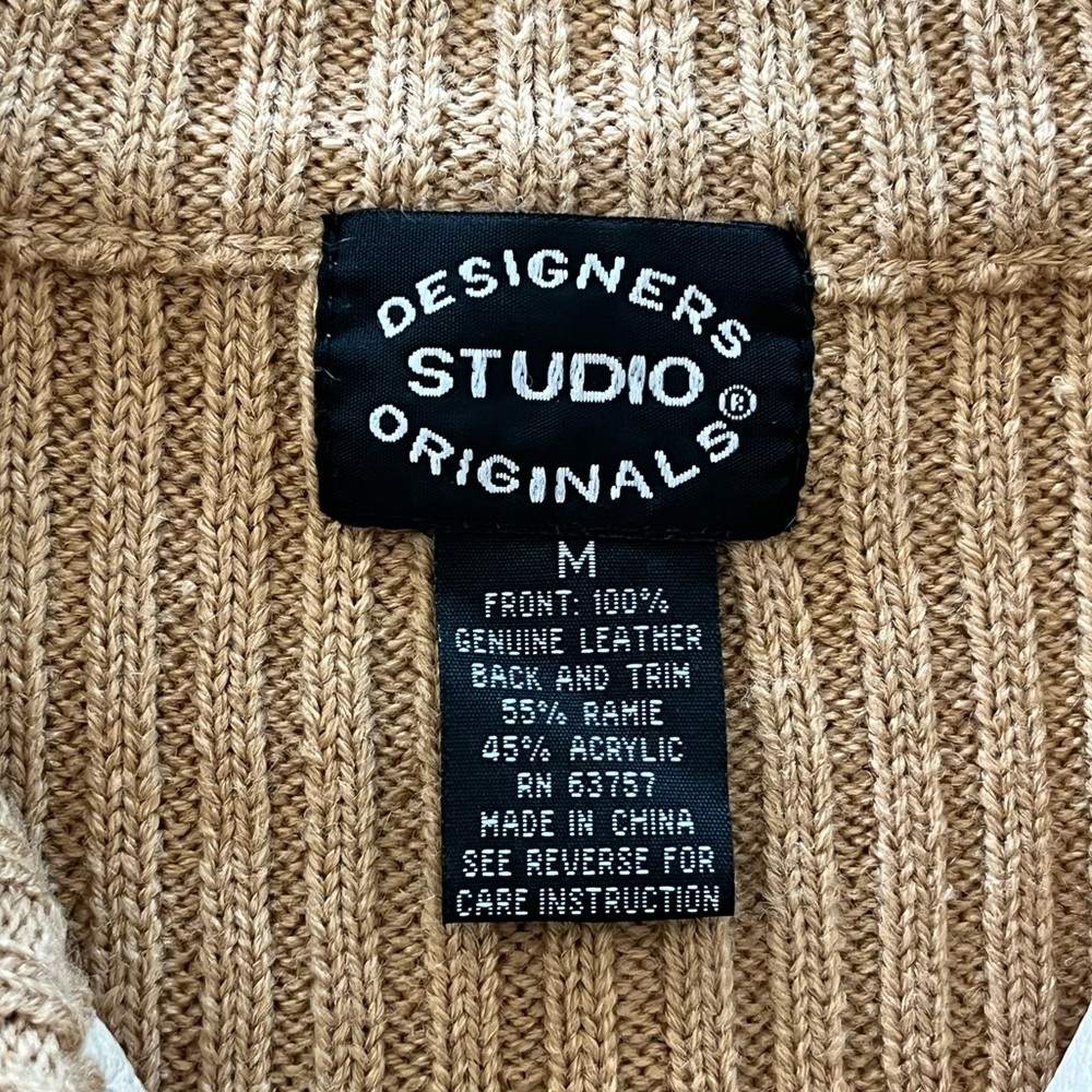Vintage Designers Studio Originals Suede Leather and Cable Knit Vest Tan Size M - Picture 11 of 13